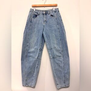 AKIRA Barrel Jeans Baggy Wide Leg Light Blue Stretchy Women’s Size L